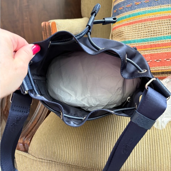 Longchamp Le Pilage Small Drawstring Bag, Navy, Brand New - Picture 4 of 5